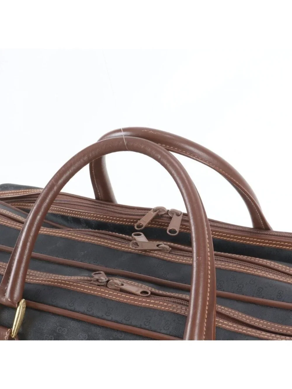 Gucci Micro GG 012 39 Leather Canvas Boston Bag Tote Carry